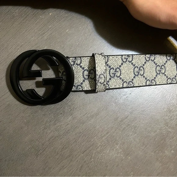 Gucci Monogram Black and Gray Belt - Picture 3 of 6